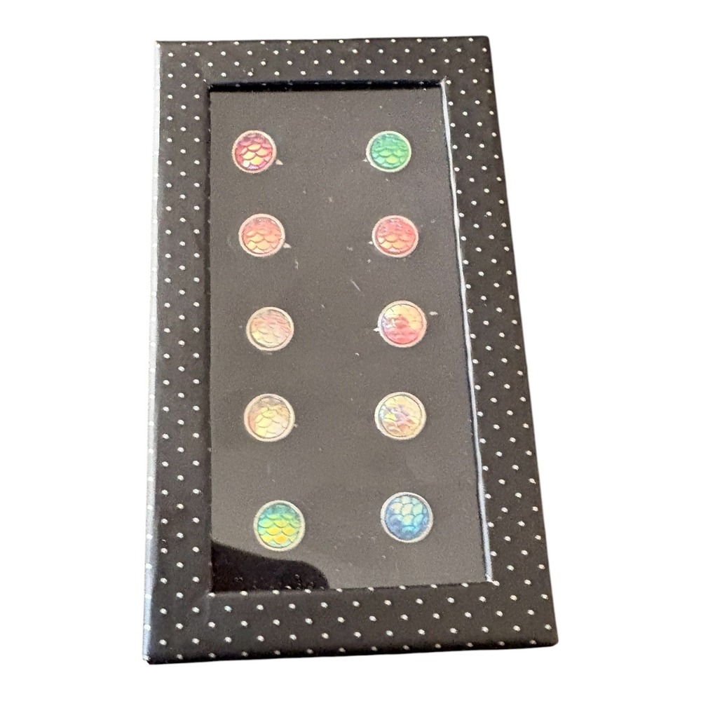 Paparazzi Starlet Shimmer Mermaid Scale Adjustable Rings 10 Piece Set Iridescent